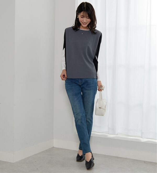 BELLUNA（ベルーナ）の「体型カバー！ポンチョプルオーバー（カットソー）」｜詳細画像