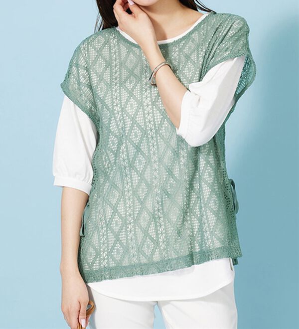 BELLUNA（ベルーナ）の「ラッセルレースサイドリボンアンサンブル（アンサンブル）」｜詳細画像