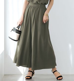 BELLUNA（ベルーナ）の「綿１００％涼やかワイドパンツ（ワイドパンツ・ガウチョ）」｜モカ