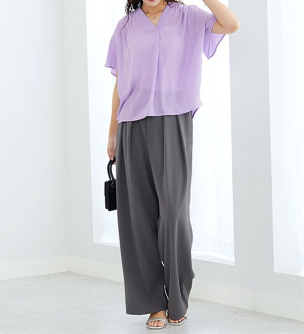 GeeRA（ジーラ）の「サラサラ涼しい！着やせも叶うフレアー袖ブラウス（ブラウス）」｜詳細画像