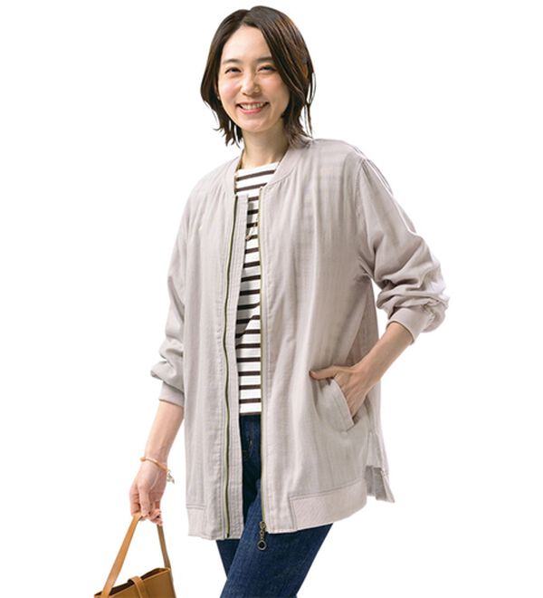 ルフラン（ルフラン）の「軽量ダブルガーゼブルゾン（ブルゾン）」｜ライトグレー