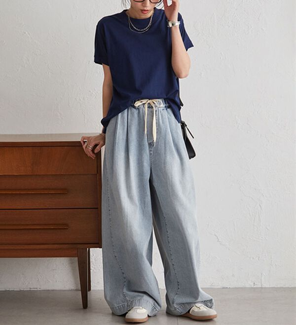 RANAN（ラナン）の「【選べる袖丈】【ひんやり・ＵＶ】＜BC＞綿100％プチハイネックＴシャツ（カットソー）」｜詳細画像