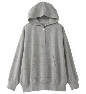 Viola e Viola（ヴィオラ エ ヴィオラ）の「あったか裏起毛ボタンデザインパーカー（パーカー）」｜杢グレー