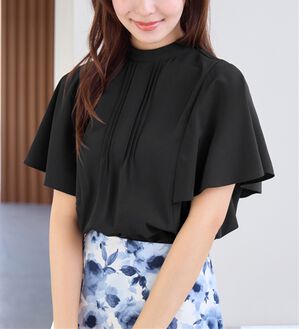 alotta（アロッタ）の「ピンタックフレアー袖ブラウス（ブラウス）」｜ブラック