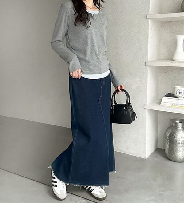 GeeRA（ジーラ）の「バックスリットデニムロングスカート（ロングスカート）」｜詳細画像