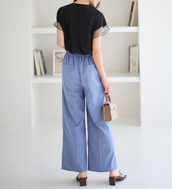 alotta（アロッタ）の「１枚でこなれ感！袖チュールデザイン綿混Ｔシャツ（Tシャツ）」｜詳細画像