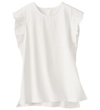 BELLUNA（ベルーナ）の「フリル袖異素材切替ブラウス（ブラウス）」