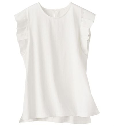 BELLUNA（ベルーナ）の「フリル袖異素材切替ブラウス（ブラウス）」