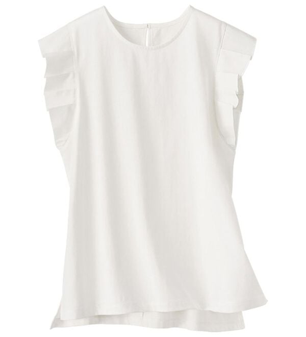 BELLUNA（ベルーナ）の「フリル袖異素材切替ブラウス（ブラウス）」｜詳細画像