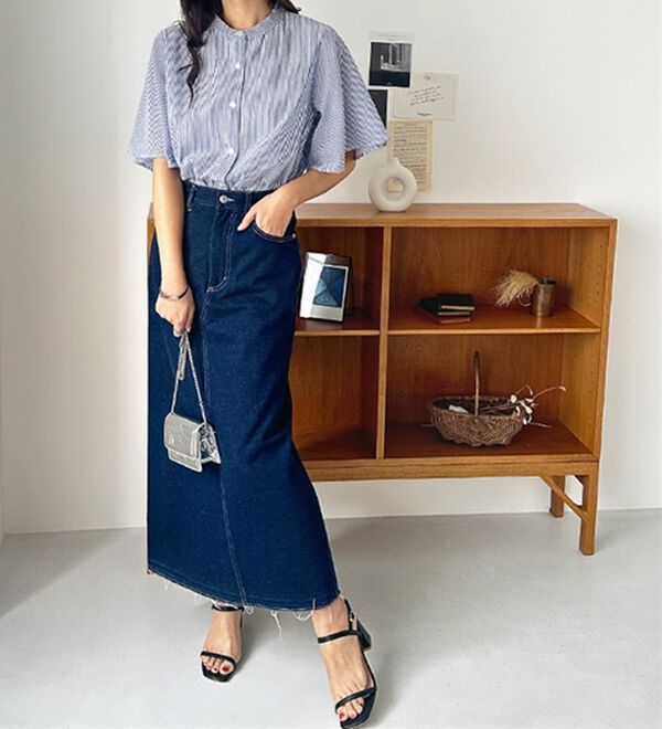 GeeRA（ジーラ）の「フレアー袖バンドカラーブラウス（ブラウス）」｜詳細画像