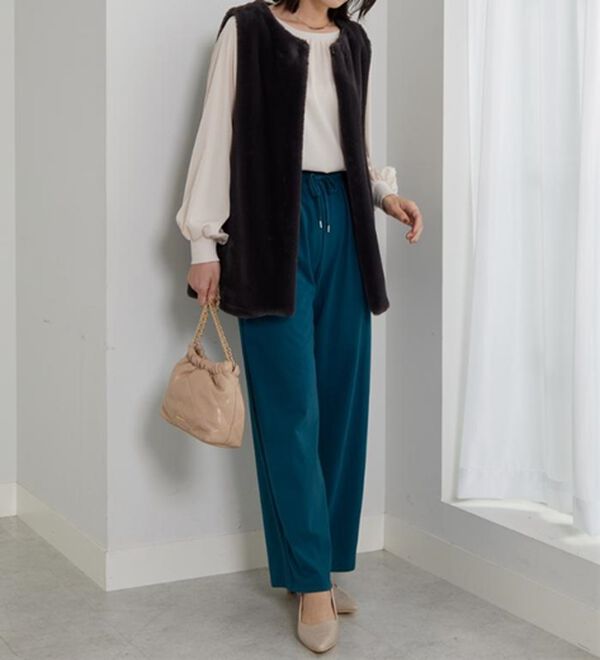 BELLUNA（ベルーナ）の「着心地楽々！綿１００％イージーパンツ（ワイドパンツ・ガウチョ）」｜詳細画像