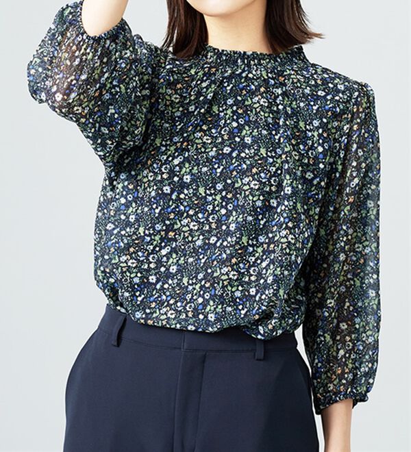 BELLUNA（ベルーナ）の「シフォン素材シャーリング使いブラウス（ブラウス）」｜詳細画像