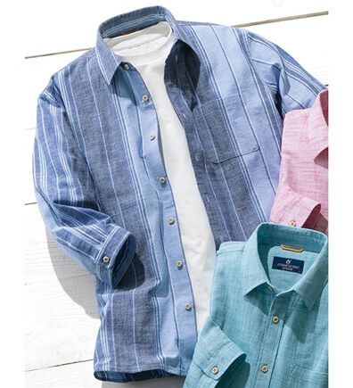 「＜コムルヴァン・オム＞綿１００％さらっと強撚７分袖シャツ（メンズシャツ）」