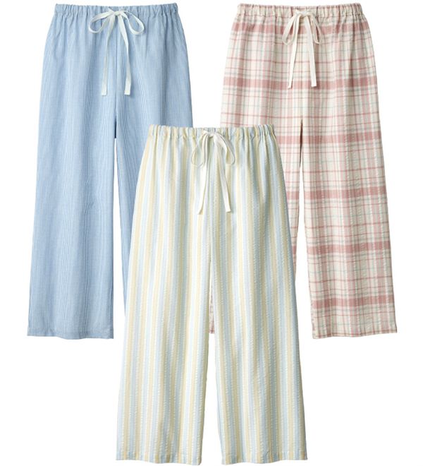 「【３色組】サラッとサッカーパジャマパンツ（パジャマ・ルームウェア）」｜詳細画像