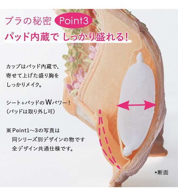YU'NOW（ユナウ）の「ぷるるん谷間のノンワイヤーブラ＆ショーツ（ブラジャー＆ショーツセット）」｜詳細画像