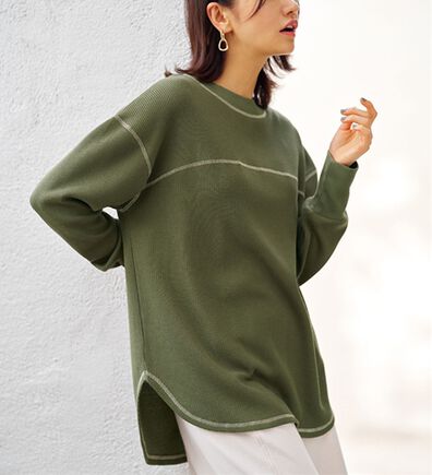 BELLUNA（ベルーナ）の「裏起毛ワッフル素材チュニック（チュニック）」