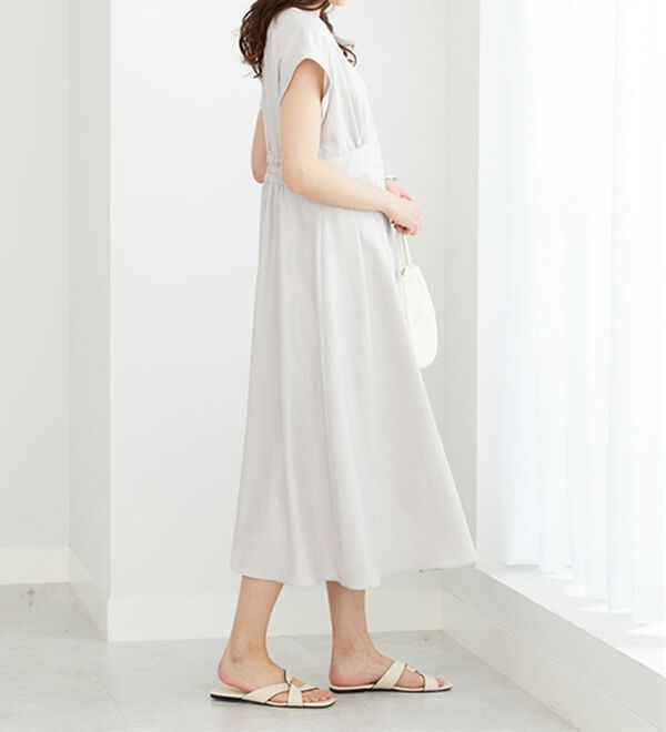 BELLUNA（ベルーナ）の「箔プリント麻調グリッターワンピース（その他ワンピース）」｜詳細画像