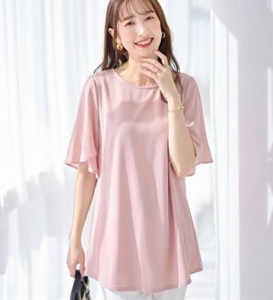 alotta（アロッタ）の「シフォン切替チューリップ袖チュニックＴシャツ（チュニック）」｜詳細画像