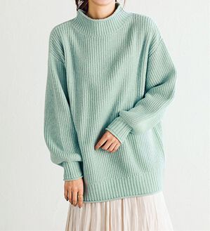 BELLUNA（ベルーナ）の「エコ素材メランジニットプルオーバー（ニット・セーター）」｜ミントグリーン