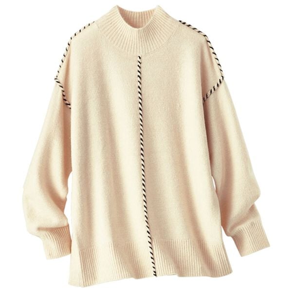 BELLUNA（ベルーナ）の「配色ステッチハイネックプルオーバー（ニット・セーター）」｜詳細画像