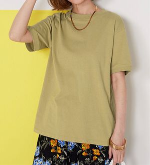 BELLUNA（ベルーナ）の「ヒンヤリ！綿１００％大人顔サマ見えＴシャツ（Tシャツ）」｜ライムイエロー