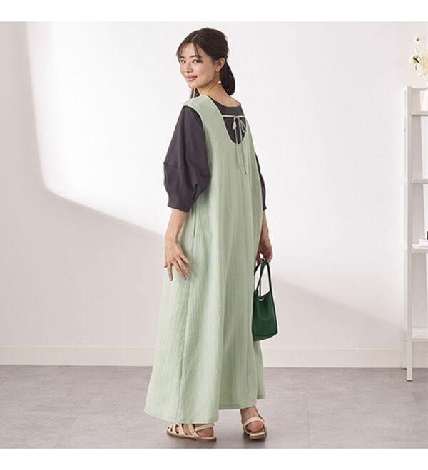 BELLUNA（ベルーナ）の「サラっと素材バックリボンワンピース（その他ワンピース）」｜詳細画像
