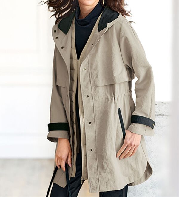 BELLUNA（ベルーナ）の「おしゃれの主役！蓄熱中わたベスト付配色コート（ハーフコート）」｜詳細画像