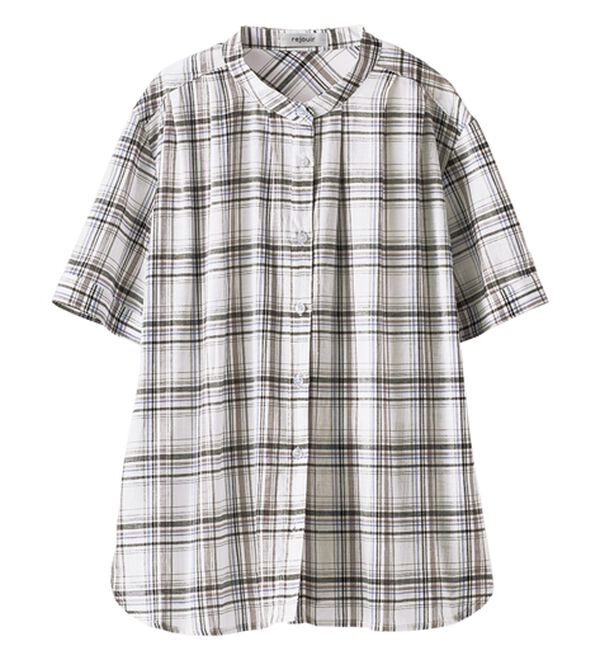 BELLUNA（ベルーナ）の「綿１００％バンドカラーシャツブラウス（ブラウス）」｜詳細画像