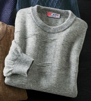 「日本製ウールカシミヤブレンドセーター（メンズニット・セーター）」｜グレー