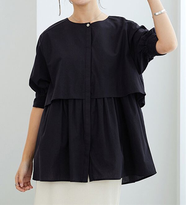 GeeRA（ジーラ）の「【華奢見え】羽織にもなる！ペプラムシャツチュニック（チュニック）」｜詳細画像