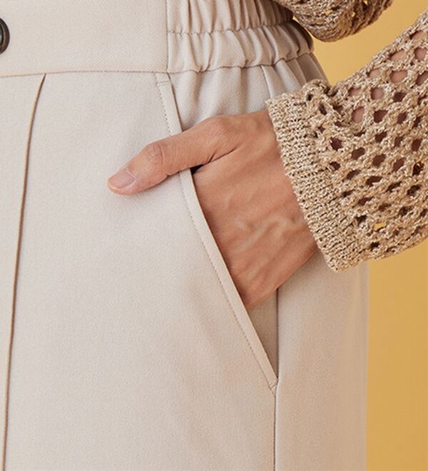 BELLUNA（ベルーナ）の「ウーリッシュ素材ウエスト釦ワイドパンツ（ワイドパンツ・ガウチョ）」｜詳細画像
