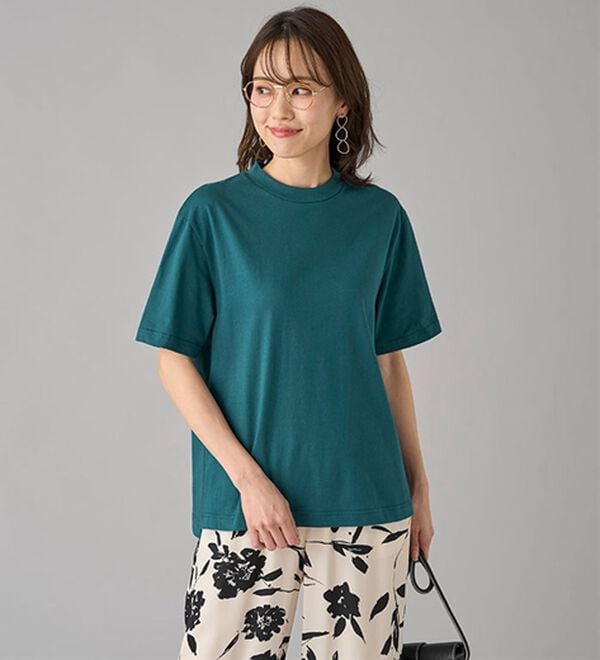BELLUNA（ベルーナ）の「【汗ジミ対策◎】＜エアリーアイスコットン＞オーバーサイズＴシャツ【選べる袖丈】（カットソー）」｜ターコイズ