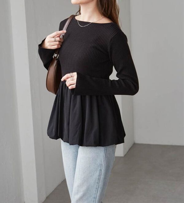 RANAN（ラナン）の「裾バルーンドッキングリブニット（ニット・セーター）」｜詳細画像