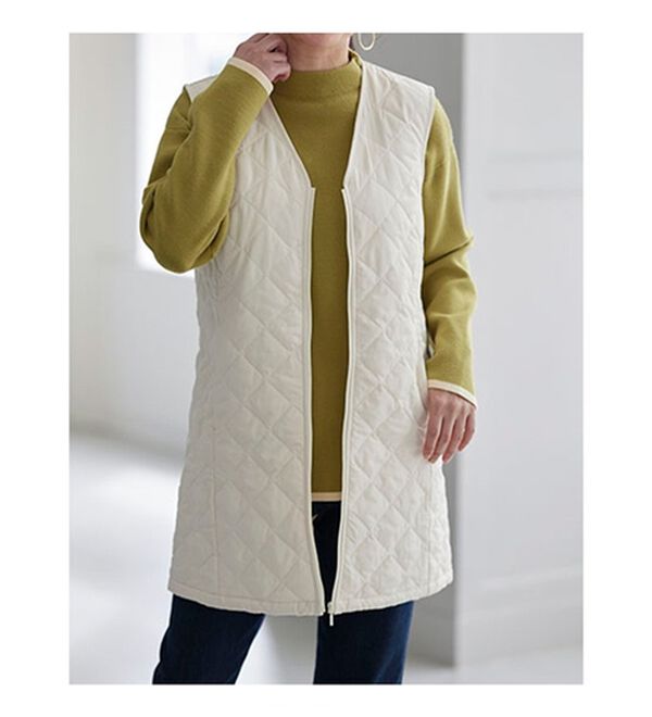 BELLUNA（ベルーナ）の「【マジ軽ウォーム】蓄熱保温キルトロングベスト（ポーチ付）（ベスト）」｜詳細画像