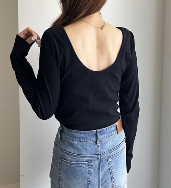 GeeRA（ジーラ）の「バックオープンリブトップス（カットソー）」｜詳細画像