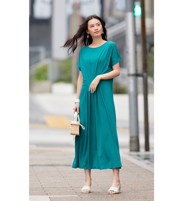 Jun & Ropé【UV】【接触冷感】タック使いリボンモックワンピース Jun & Ropé【UV】【接触冷感】タック使いリボンモックワンピース