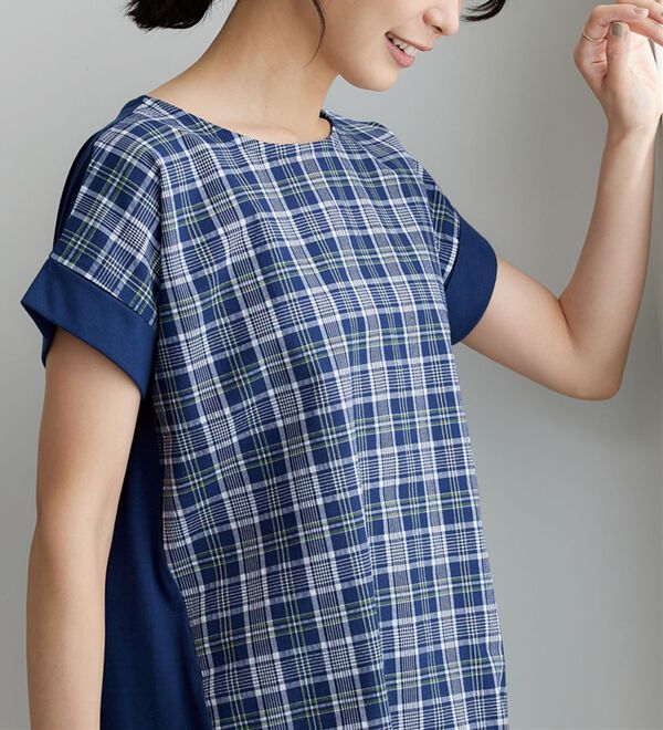 BELLUNA（ベルーナ）の「サッカーチェック切替デザインチュニック（チュニック）」｜詳細画像