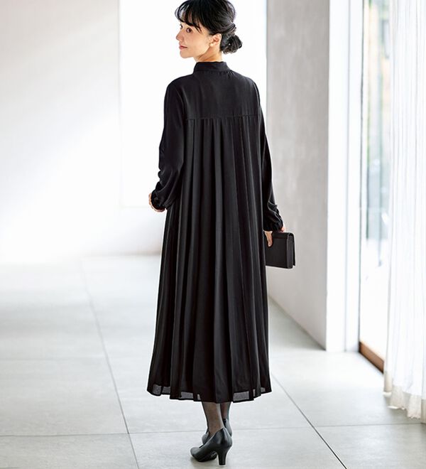 BELLUNA（ベルーナ）の「日本製素材！バックプリーツボウタイワンピース（ブラックフォーマル（喪服・礼服））」｜詳細画像