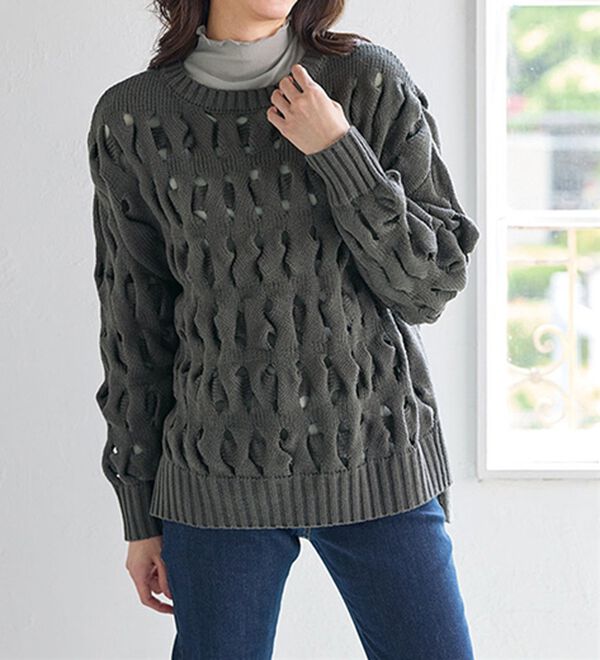 BELLUNA（ベルーナ）の「冬のコーデにちょい足し♪シアーハイネックプルオーバー（カットソー）」｜詳細画像