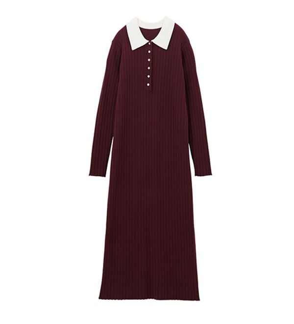 RANAN（ラナン）の「ポロカラーリブニットワンピース（ロングワンピース）」｜詳細画像