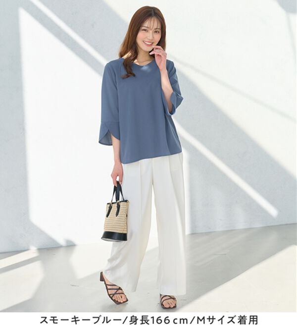 alotta（アロッタ）の「着痩せが叶う！チューリップ袖ブラウスＴシャツ（ブラウス）」｜詳細画像