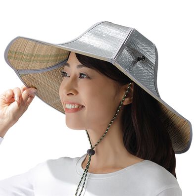 「い草香る遮熱アルミ帽子（ガーデニング・園芸用品）」