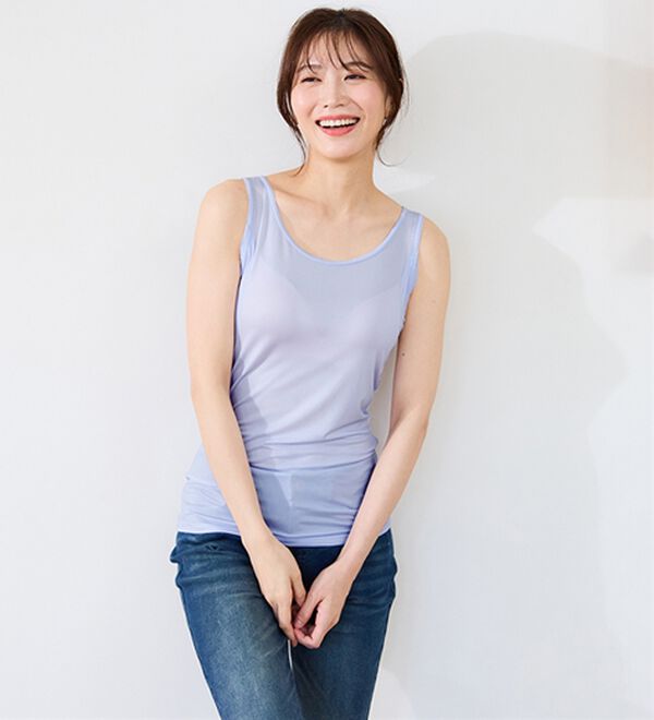 LAVIENNE（ラヴィエンヌ）の「【暑がりさん必見！】瞬間ひんやり冷感！タンクトップインナー＜さらりラボ＞（肌着・インナーウェア）」｜詳細画像