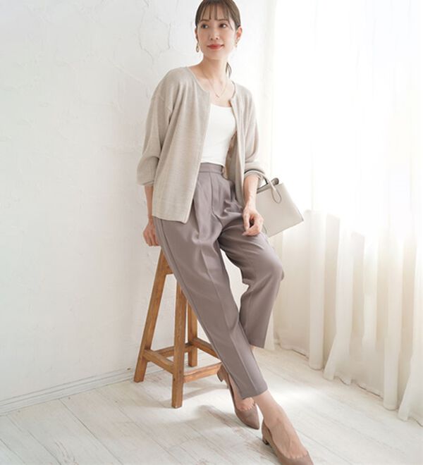 A HAPPY MARILYN（アハッピーマリリン）の「【Ｌ～６Ｌ／選べる丈】スラっと美脚ストレッチテーパードパンツ（テーパードパンツ）」｜詳細画像
