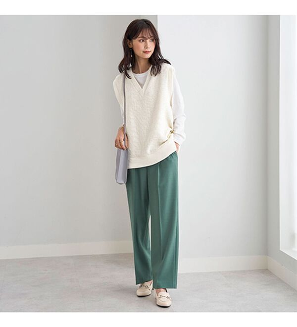 BELLUNA（ベルーナ）の「ツイード調素材Ｖネックデザインベスト（ベスト）」｜詳細画像