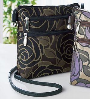 「桐生ジャカード　２段ファスナー付ポシェット（ショルダーバッグ）」｜ブラック