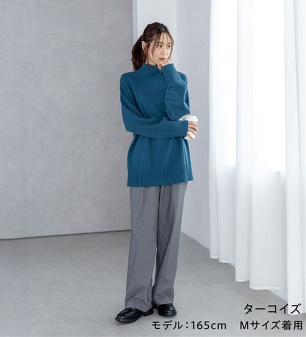 BELLUNA（ベルーナ）の「トレーナーがカジュアルすぎる方に！洗えるリブハイネックニット（ニット・セーター）」｜詳細画像