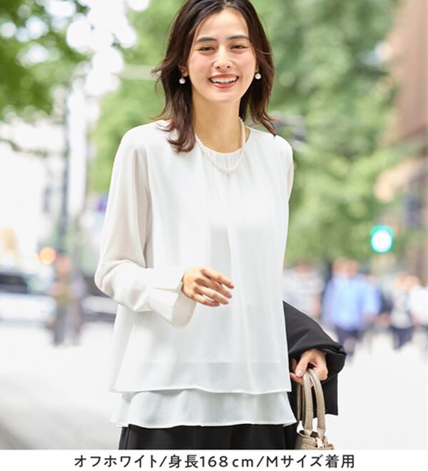 Viola e Viola（ヴィオラ エ ヴィオラ）の「裾フレア裏地付きシフォンブラウス（ブラウス）」｜詳細画像