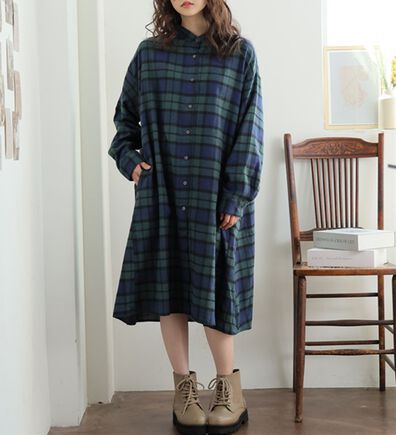 A HAPPY MARILYN（アハッピーマリリン）の「【ＬＬ～８Ｌ】フランネル チェック 細魅せ シャツワンピース（シャツワンピース）」