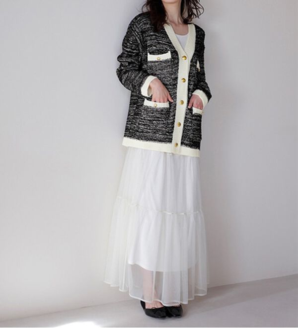 RANAN（ラナン）の「ツイード調ニットカーディガン（ニットカーディガン）」｜詳細画像